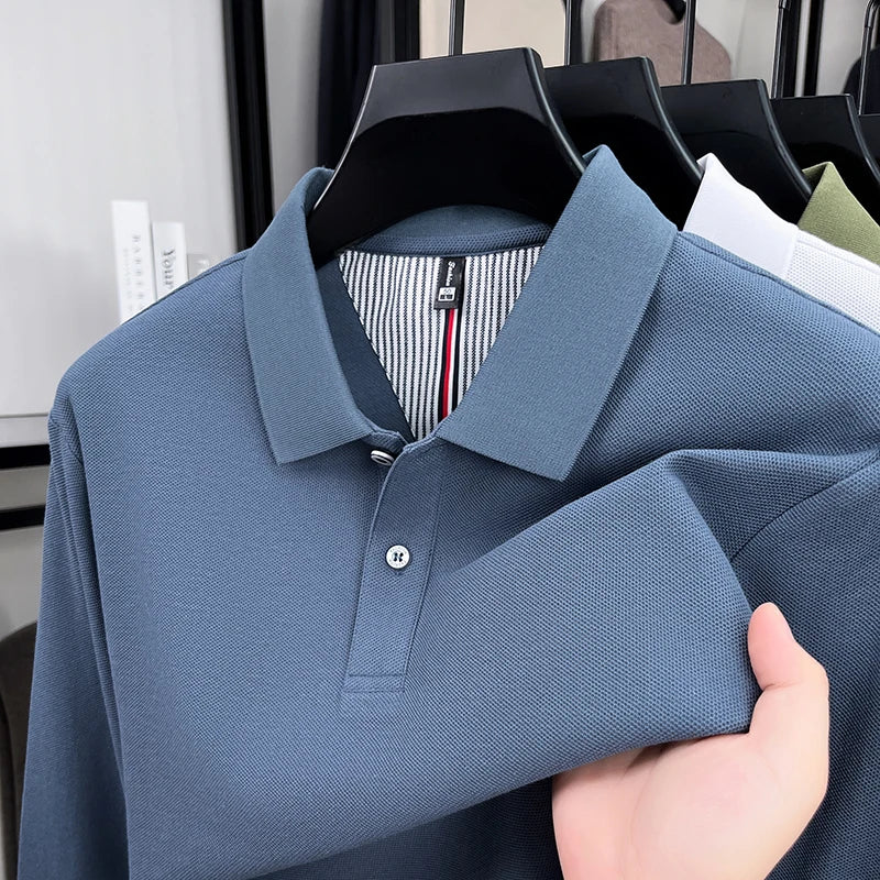 100% cotton luxury fashion spring and autumn new hot selling exquisite long sleeved men's business casual comfortable polo shirt
