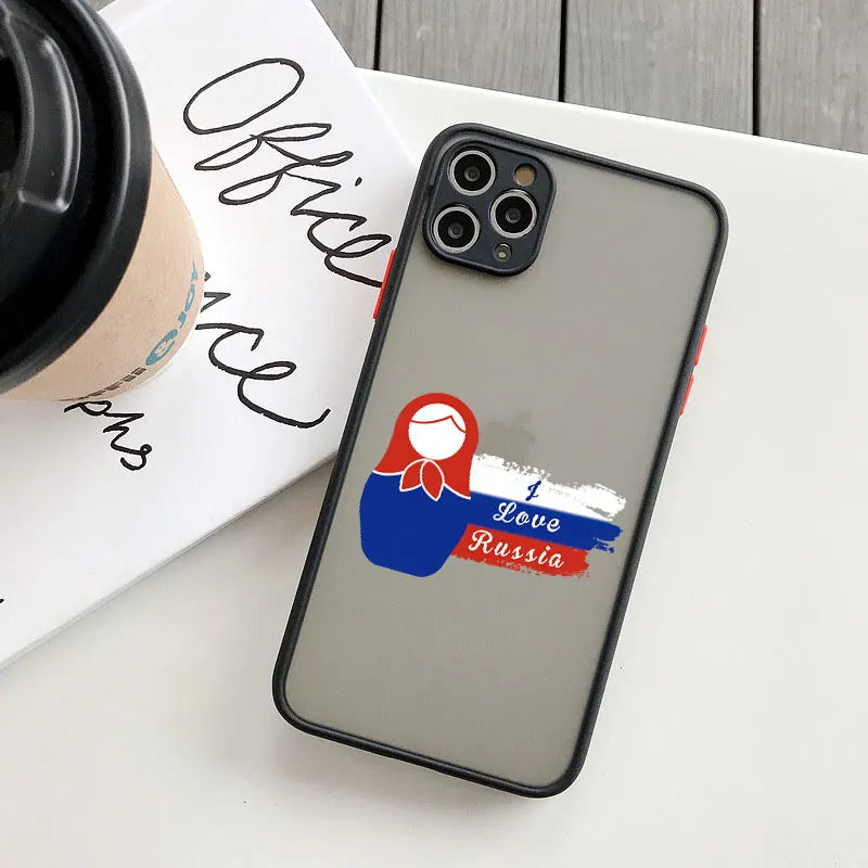 Fashion Russian Flags Emblem Phone Case for IPhone 16 15 12 11 13 14 Pro Max Mini X XR XS 7 8 Plus Russia Elements Cover Funda