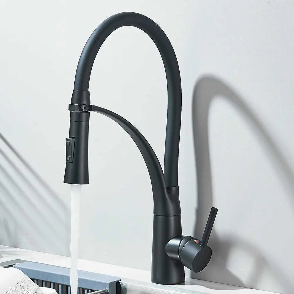Black Rubber Kitchen Faucet Mixer Tap Rotation Pull Down Stream Sprayer Taps Hot Cold Water Tap One Handle Kitchen Tap The jack market .AU The jack market .AU Home $ 88 14:193#Matte Black;200007763:201336106