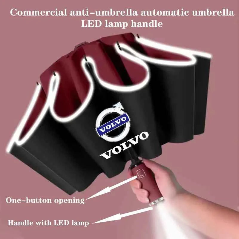 Car Led Light Umbrella Automatic Folding Windproof Sunshade Umbrella for Volvo XC60 S90 XC90 S60 XC40 V60 V90 Volvo Accessories
