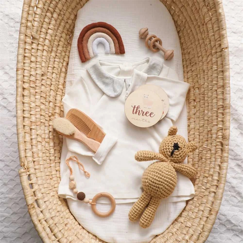 Baby Bear Milestone Number Monthly Memorial Cards Newborn Birthday Gifts Souvenir Newborn Birth Photo Photography Accessories