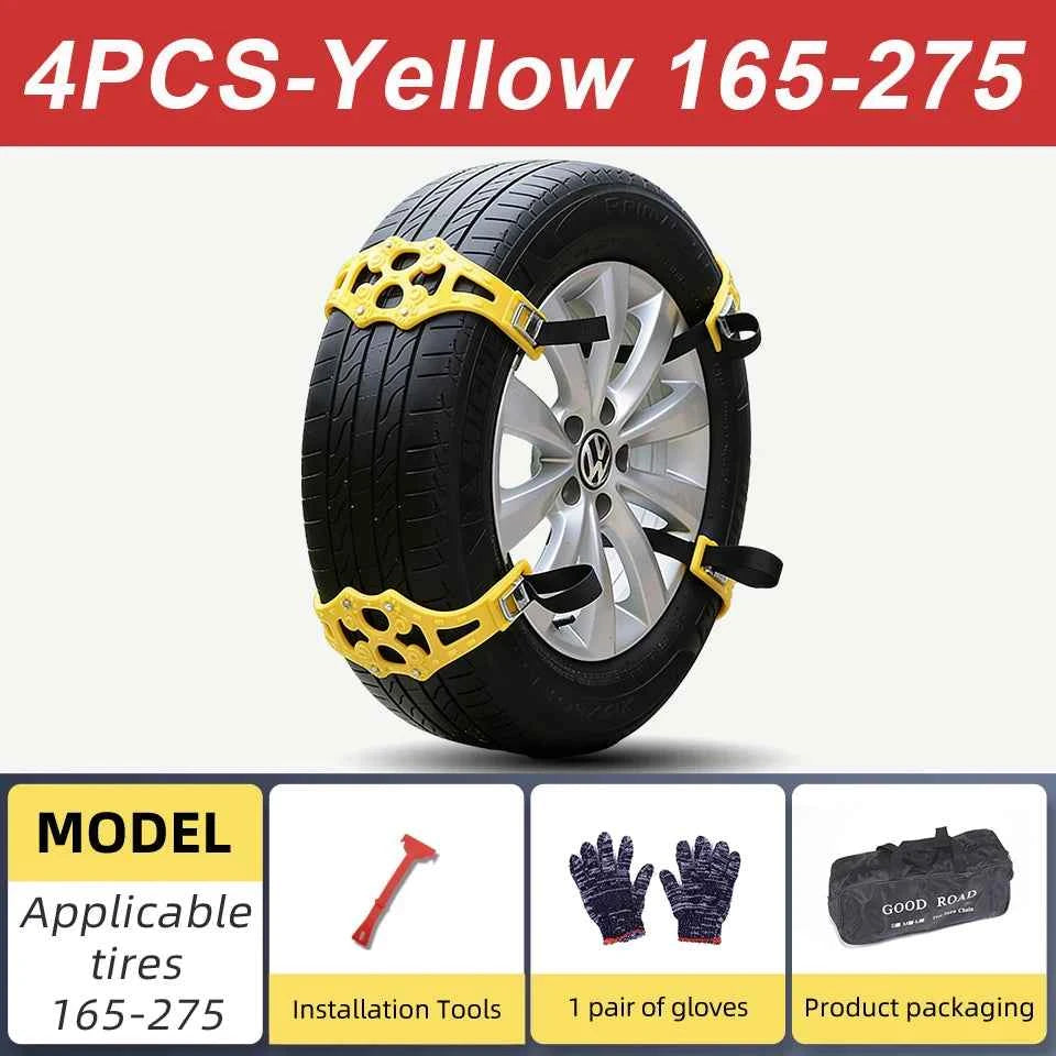 Car Snow Chains Universal Easy Install Tire Anti-Slip Chains for SUV Sedan Ice Snow Muddy Road Durable Emergency Traction Chains