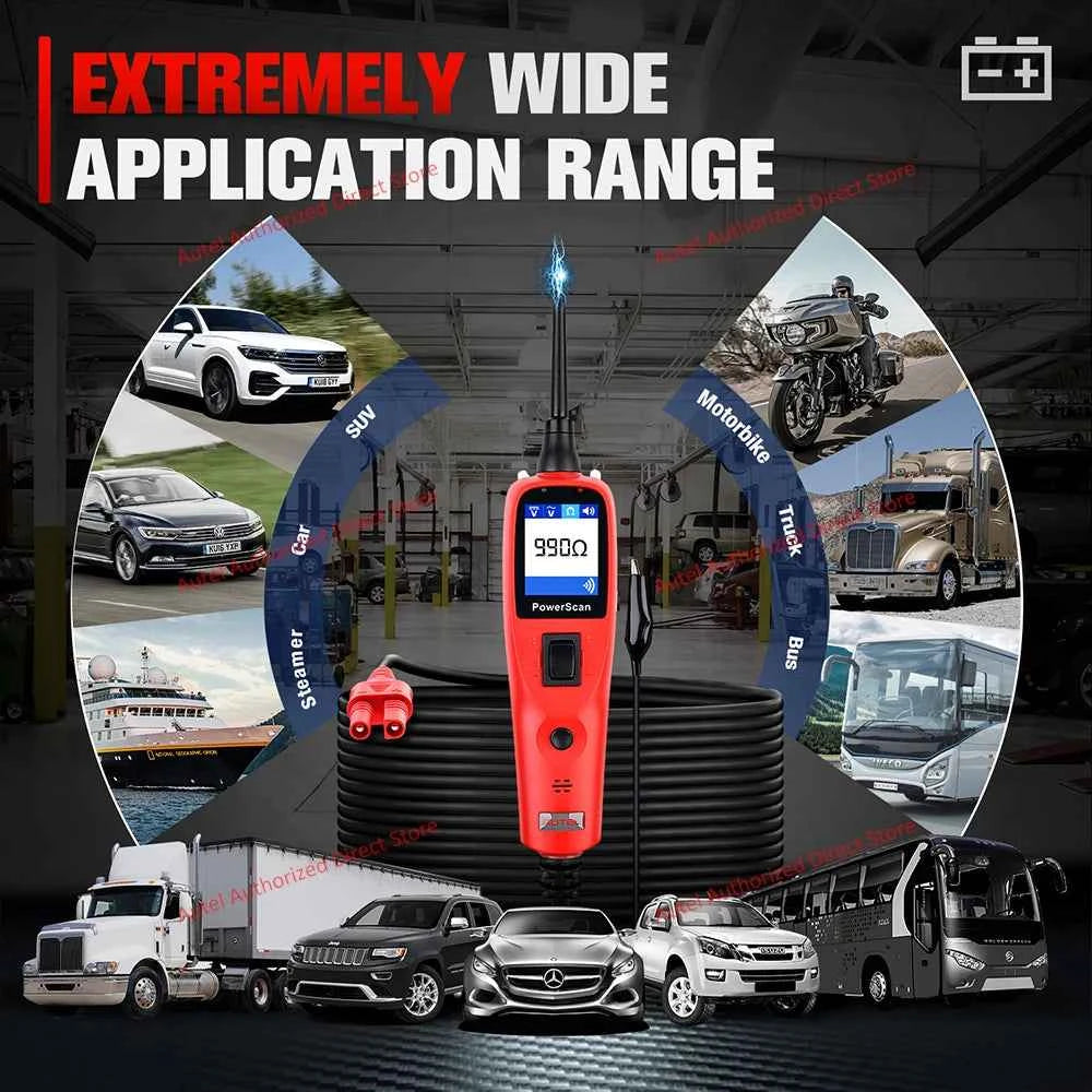 Autel PowerScan PS100 Automotive Circuit Tester, Universal 12V 24V Automotive Power Circuit Probe Kit with 20ft Extension Cable