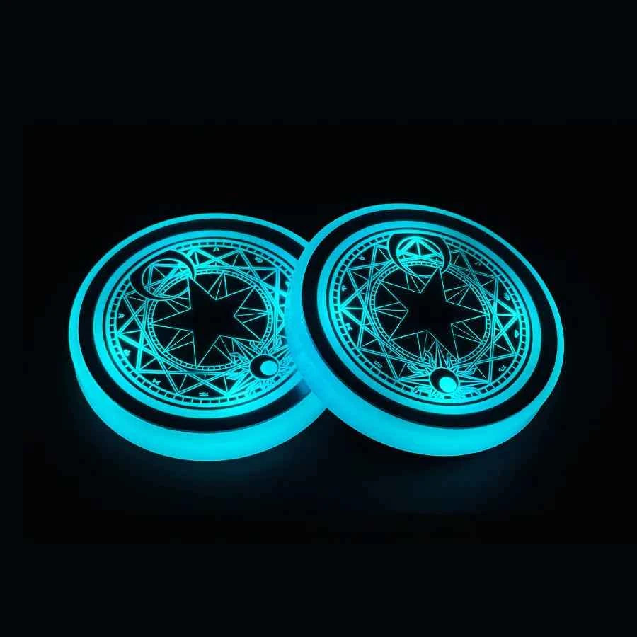 7 Colors Car LED Luminous Water Cup Pad Auto Cup Bottle Holder Coaster Anti-slip Pad Mats Interior Atmosphere Light Decor