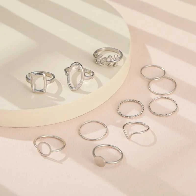11 Pcs/Set Olive Branch Leaf Geometry Rings Set for Women Combination Creative Joint Ring Fashion Party Jewelry Gift The jack market .AU The jack market .AU Jewellery & Chains $ 55 200000783:29#golden