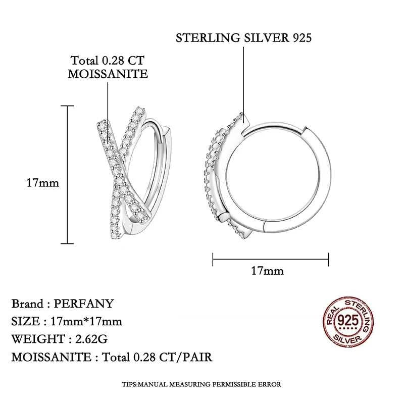 PERFANY 0.28CT Full Moissanite Hoop Earrings Women S925 Pure Silver Cross Design Laboratory Diamond Fashion Jewelry Party Gift The jack market .AU The jack market .AU Jewellery & Chains $ 82 200001034:361180#Total-0.28CT
