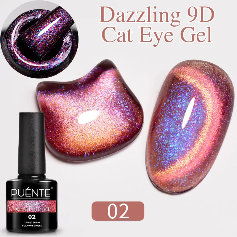 PUENTE Cat Eye Magnetic Gel Nail Polish - Vibrant Starry Galaxy Effect, Soak Off UV, 7.5ML