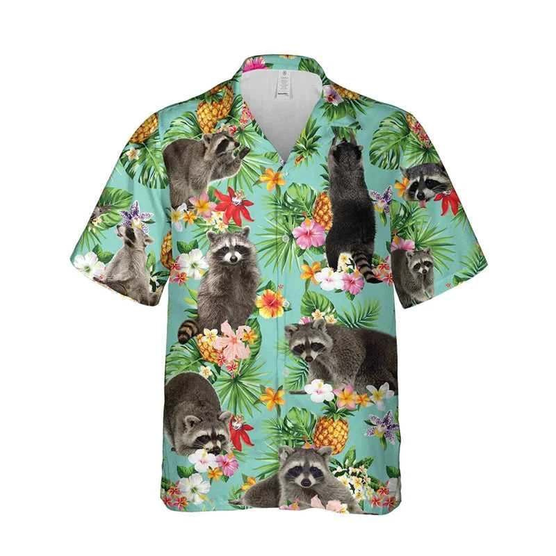 Funny Animal Raccoon 3D Print Beach Shirts For Men Procyon Lotor Lover Short Sleeve Bear Lapel Blouse Hawaiian Boy Button Tops The jack market .AU The jack market .AU Men Fashion $ 30 14:193#CS2024AT1802;5:100014064
