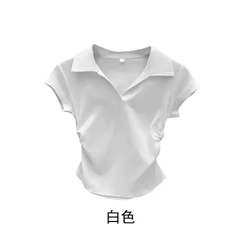 Cotton Summer Sexy Women's T Shirt Skinny Slim Basic Solid Crop Top Short Sleeve Polo TShirtCasual Top Tee for Women The jack market .AU The jack market .AU Woman Fashion $ 57 14:771#White;5:361385