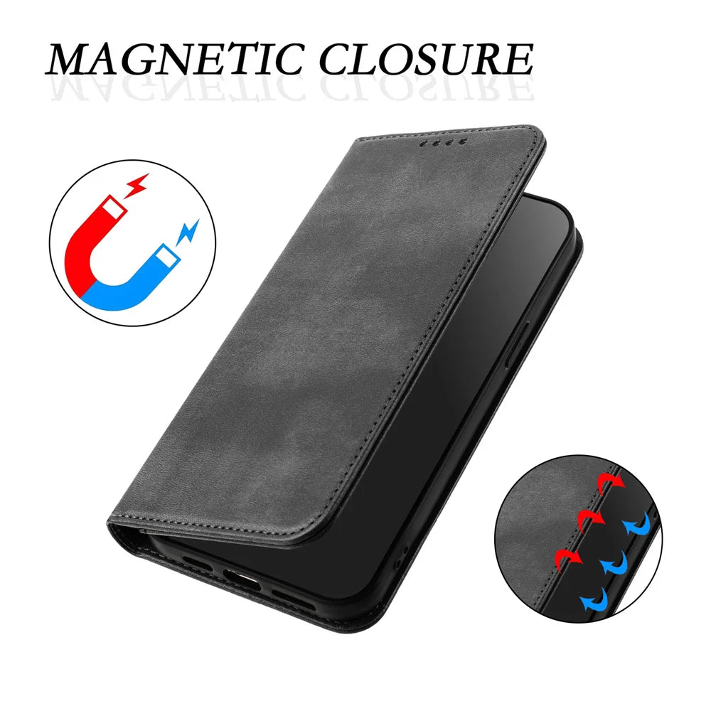 Luxury Leather Wallet Flip Case for Xiaomi Redmi 15/15C & Poco C85 - Magnetic Back Cover