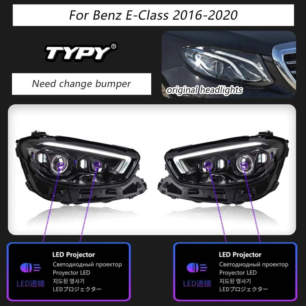TYPY Car Lights For Benz E-Class W213 Headlights 2016-2023 LED Lamps Daytime Running Lights Dynamic Turn Signal Auto Accessories