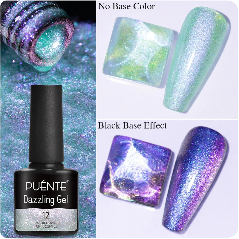 PUENTE Cat Eye Magnetic Gel Nail Polish - Vibrant Starry Galaxy Effect, Soak Off UV, 7.5ML