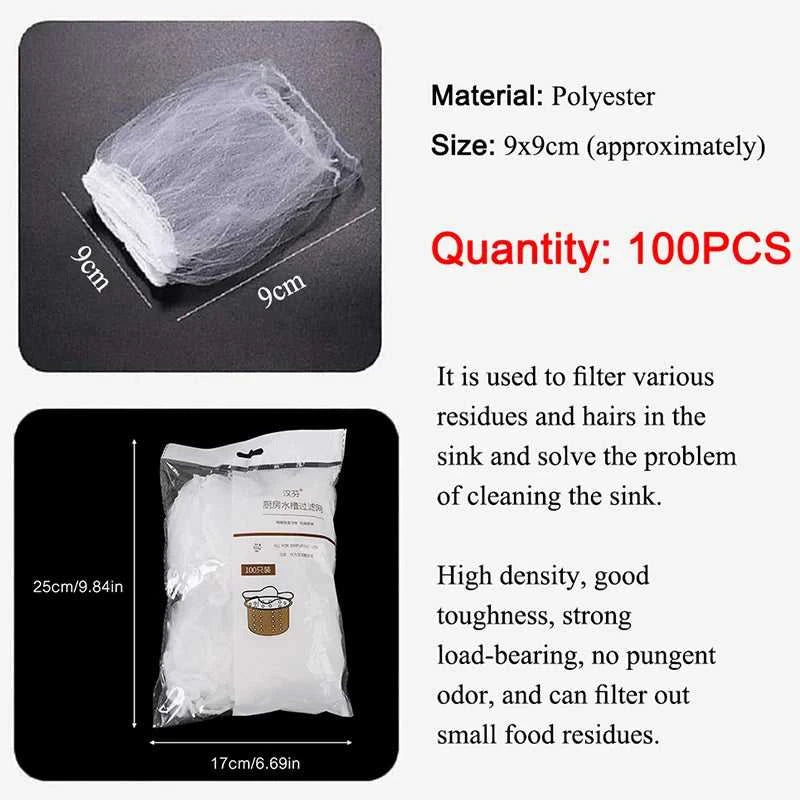 100Pcs Disposable Kitchen Sink Strainer Bags Sewer Drain Anti-blocking Water Filter Shower Hair Rubbish Storage Clean Mesh Bag The jack market .AU The jack market .AU Home $ 49 14:202732816#100Pcs-1Pack