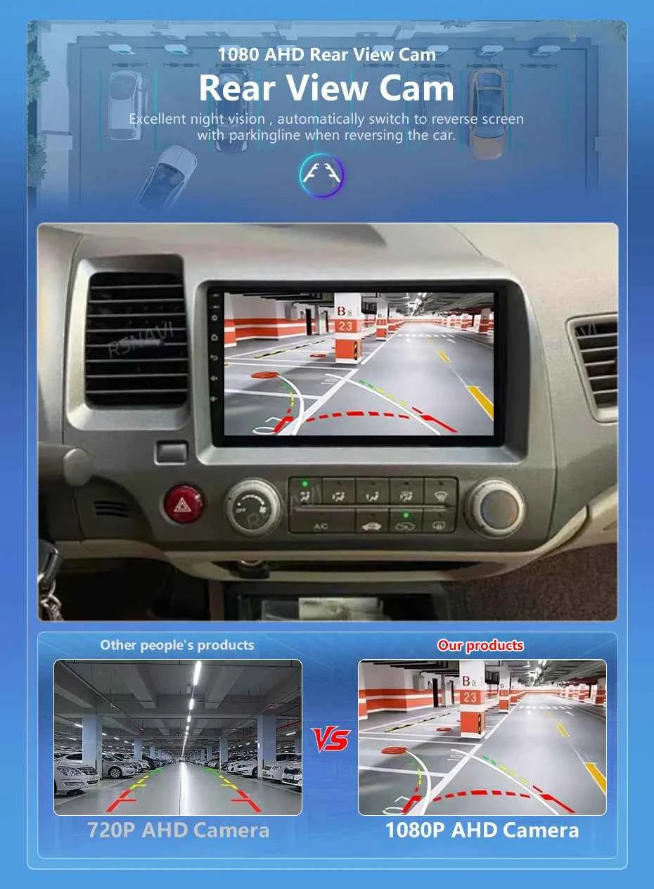Android 15 Car radio For Honda Civic 8th 2005-2011 Carplay Android auto Qualcomm Car stereo Multimedia player 4G wifi 48EQ 2 din