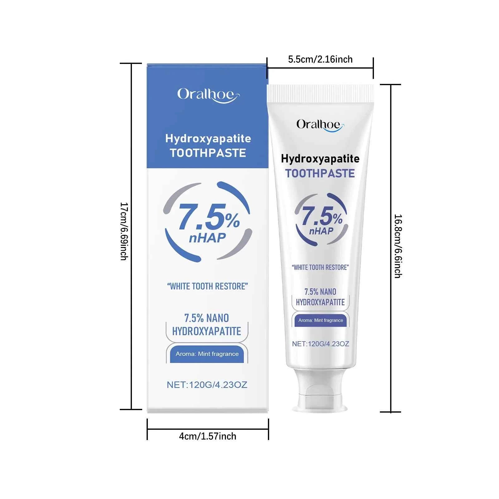 BrightSmile Hydroxyapatite Toothpaste - Mint Flavor, Breath Freshening, Stain Removal, Gum Repair, Teeth Whitening