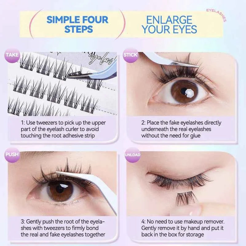 Animal Series No-Glue False Eyelashes - Natural Curl & Volume, Easy Application for Beginners