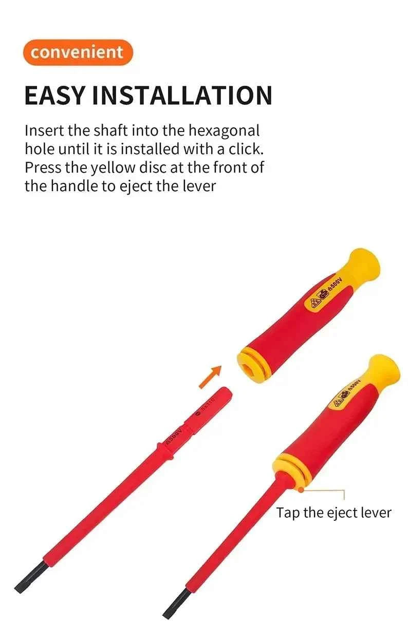10Pcs Interchangeable Blade VDE Insulated Screwdriver Set with Case Magnetic 500V Home and Professional Use Electricians Tools