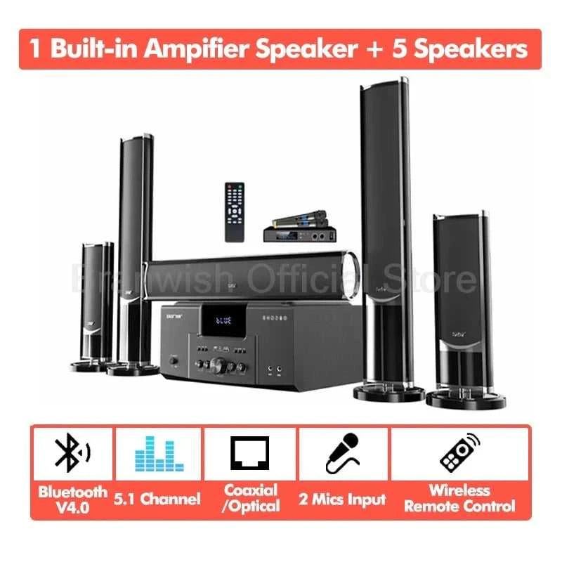 160W Home Theater Set 4Ω Bluetooth Speaker 8 Inch Subwoofer 5.1 Sound System Audio Set For Karaoke TV Living Room KTV Studio The jack market .AU The jack market .AU Accessories Electronics $ 1048 14:348#1Set x Mic