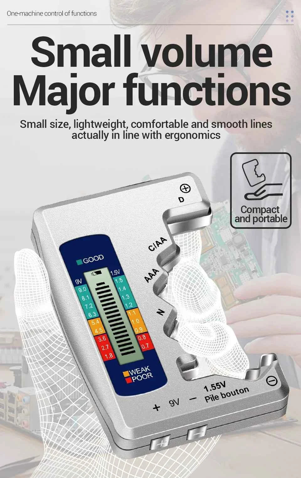 Battery Testers LCD Display ANENG Volt Capacity Check C  AA AAA D N 9V 1.55V Universal Button Cell Capacitance Detector Tools