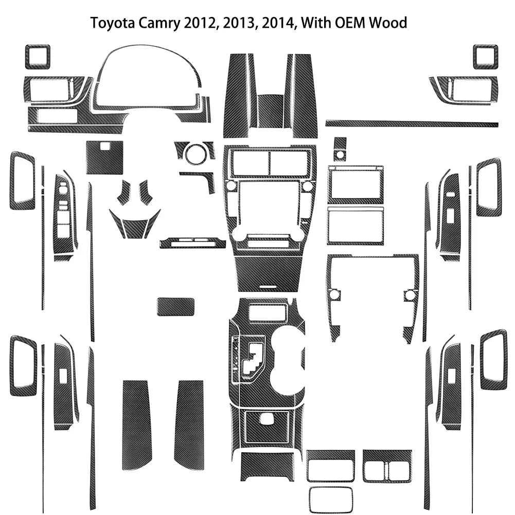 Carbon Fiber Material Black Stickers Cover Trim For Toyota Camry 2012 2013 2014 Car Interior Decorative Accessories