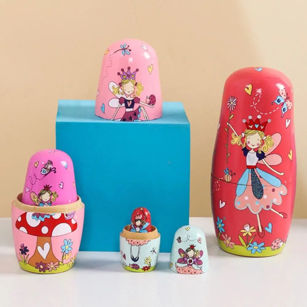 Rabbit 5Pcs/Set Animal Matryoshka Doll Wood Smooth Wooden Stacking Dolls Line Dog Panda Girls Russian Doll Christmas