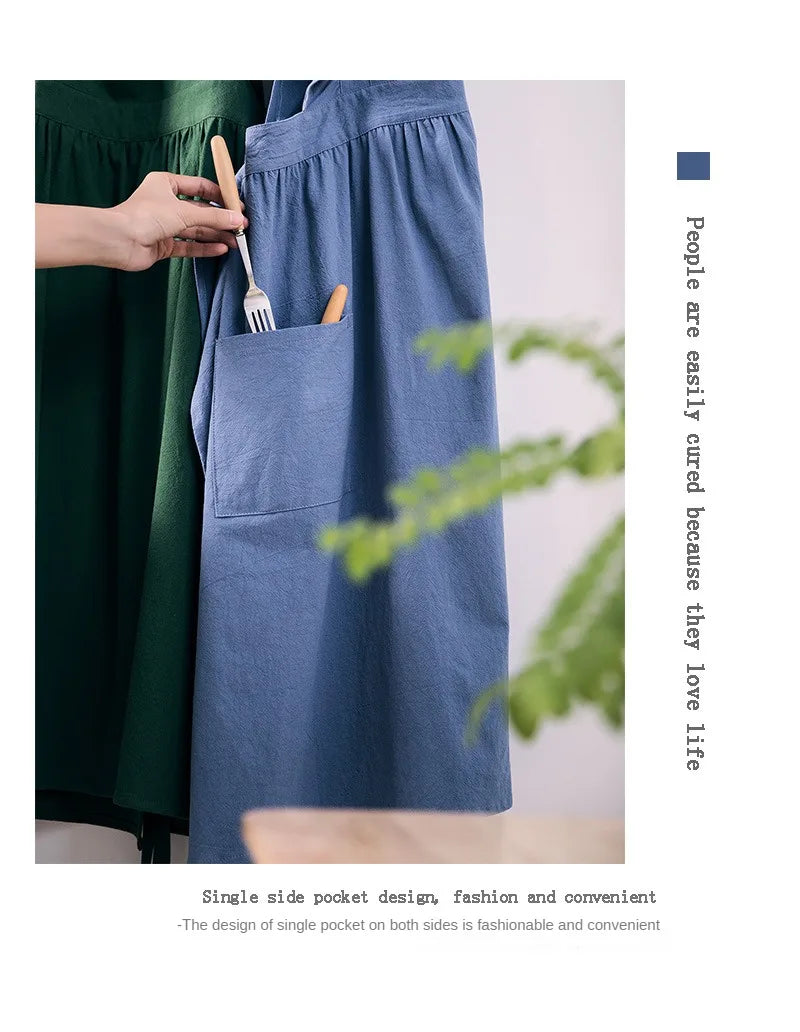Cross Back Apron Kitchen Apron Ruffled with Pockets for Chef Gardening Pink Work Women with Big Pinafore Dress Cooking Baking