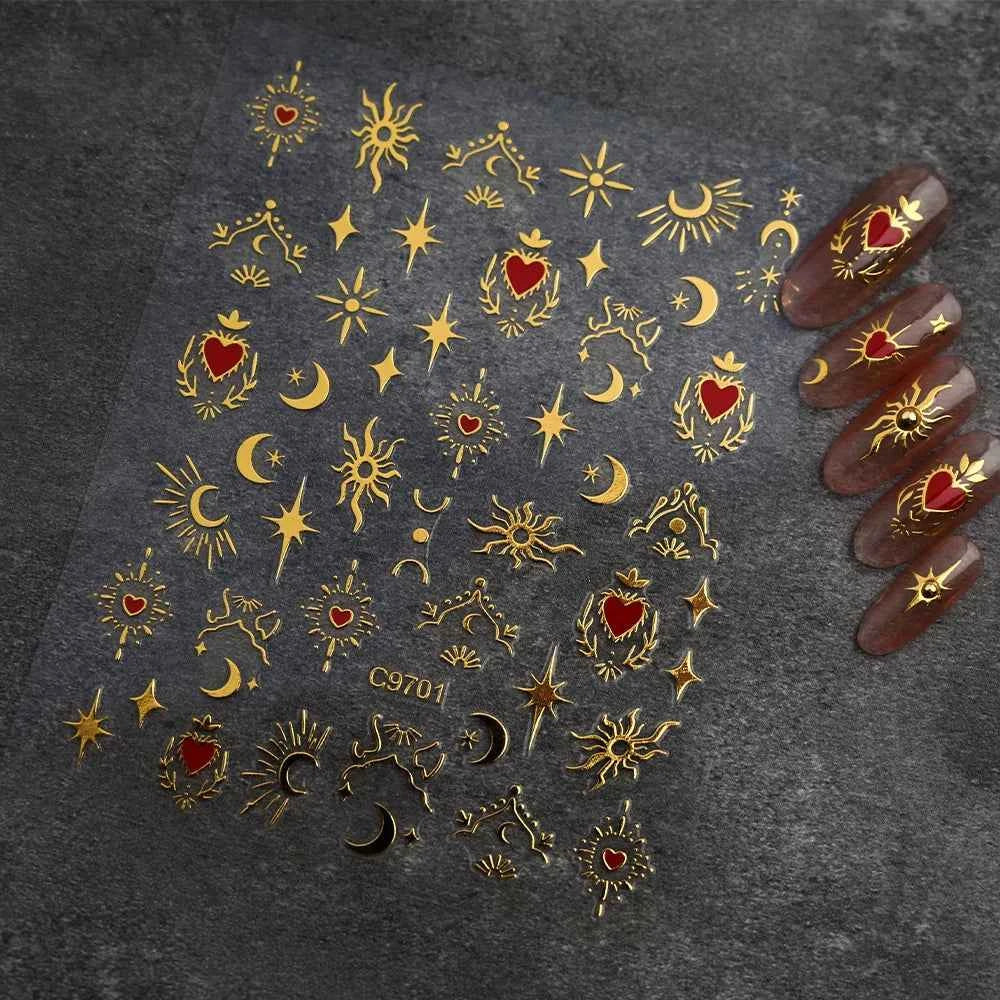 1pcs 3D White Hibiscus Flowers Nail Stickers Holographic Silver Gold Tropical Petal Slider For Nails French Manicure Decoration