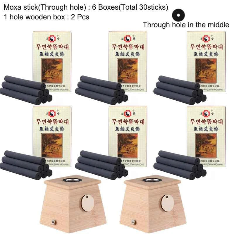 MoxaTherapy 30Pcs Japanese Moxibustion Sticks for Warm Acupoint Massage & Body Wellness