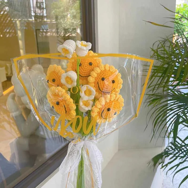 Sunflower Crochet Flower Artificial Hand Woven Flowers Finished Girasol Crochet Plants Wedding Guest Gifts Desktop Decoration The jack market .AU The jack market .AU $ 23 14:200013901#S27