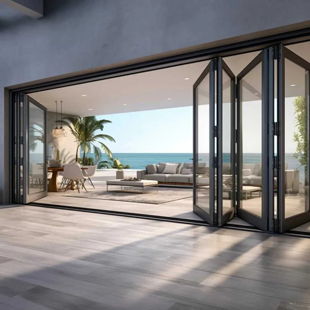 Exterior Patio Doors Modern Waterproof Glass Bifold Door for House Thermal Break Aluminum Accordion Type Folding Door The jack market .AU The jack market .AU Home $ 5122 14:193#White-4mx2.2m