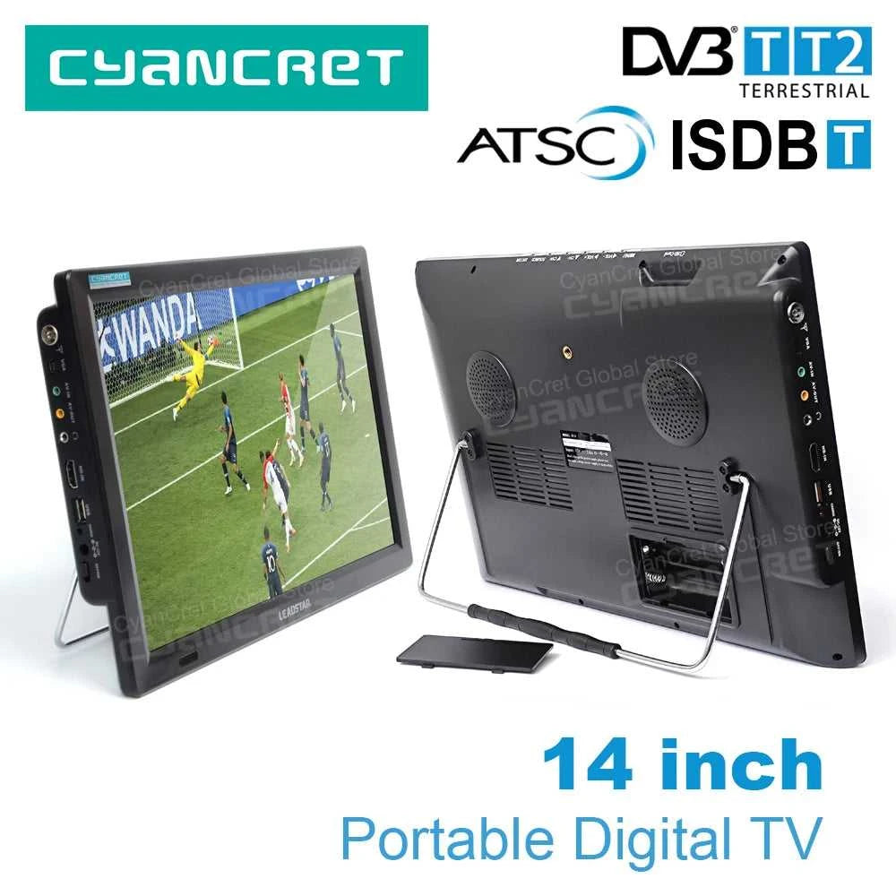 LEADSTAR D14 14" Portable TV DVB-T2 TDT ATSC ISDB-T Analog Mini Small Car Television Without Battery Support HD-IN H.265 AC3 The jack market .AU The jack market .AU Accessories Electronics $ 207 <none>