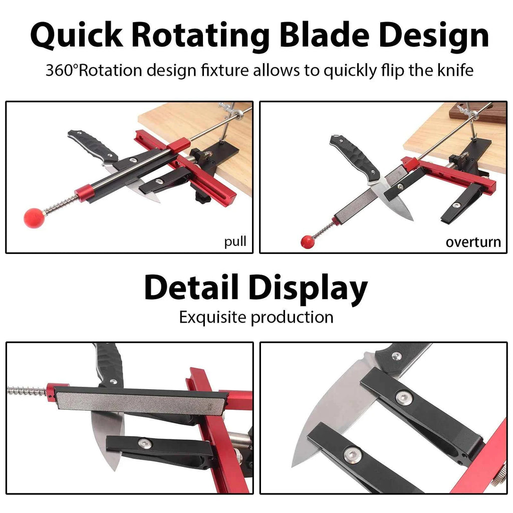 Professional Knife Sharpener with 80# Whetstones, 360° Rotation Flip Design Fixed-Angle For Kitchen Chef Knife Sharpening Kit
