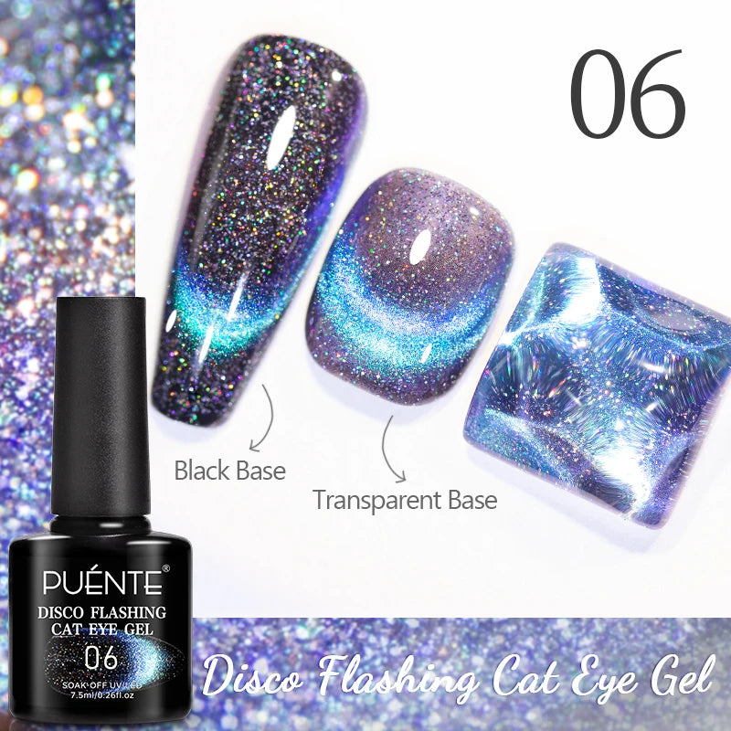 PUENTE Cat Eye Magnetic Gel Nail Polish - Vibrant Starry Galaxy Effect, Soak Off UV, 7.5ML