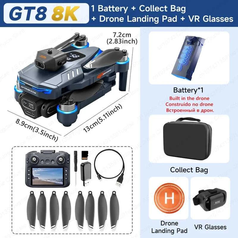 New GT8 Drone 8K Professional HD Dual Cameras Screen Remote 5G WIFI Brushless Motor Obstacle Avoidance Foldable Quadcopter Toys The jack market .AU The jack market .AU Drones $ 115 14:29#GT8 4K