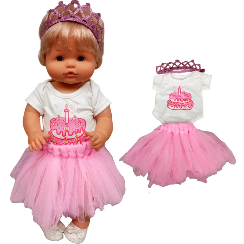 Nenuco 17-Inch Baby Doll Dress - Festive Christmas Tree Design with Red & Green Skirt for 40cm Dolls