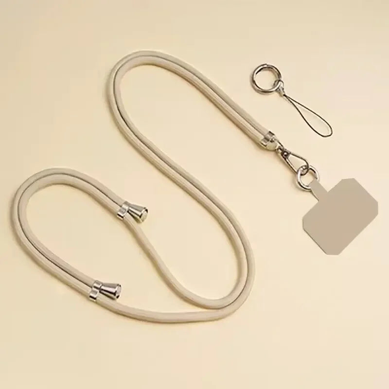 Universal Adjustment Phone Lanyard Necklace Strap Phone Case Solid Color Long Hanging Rope With Clip Anti-Lost Crossbody Lanyard