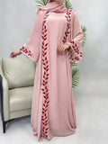 Women's Embroidery Abaya with Scarf – 2-Piece Muslim Dress Set
