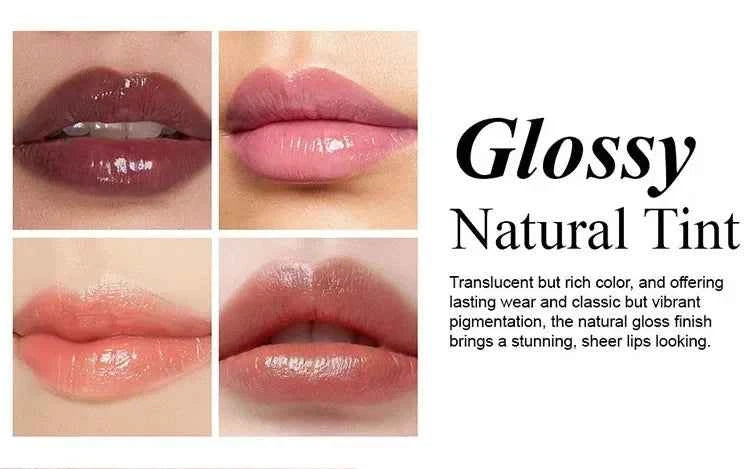 LuxeGlow Mirror Water Lip Gloss - Waterproof, Moisturizing Red Lip Tint for Lasting Shine