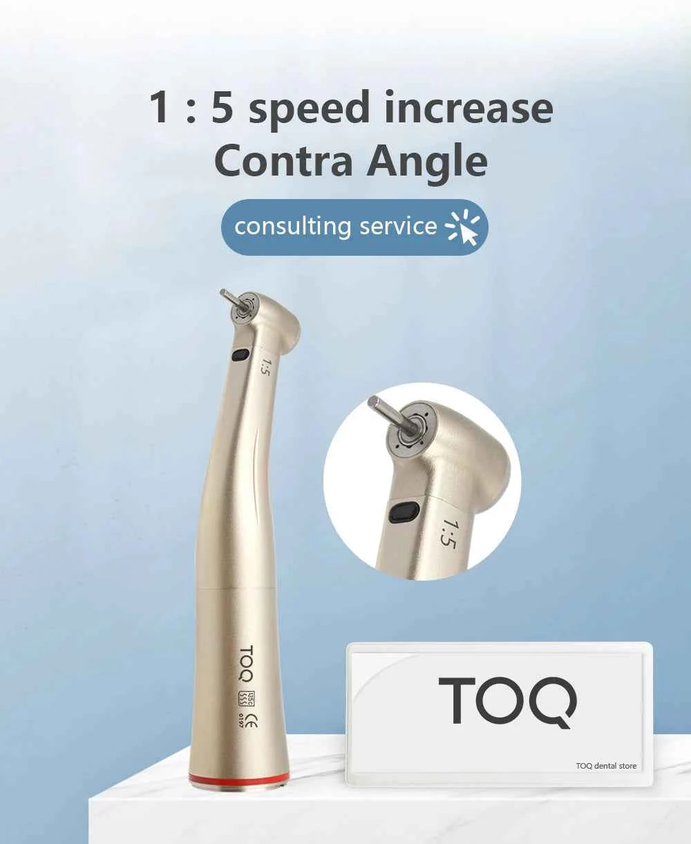 TOQ Dental 1:5  increasing red ring Fiber optic contra angle handpiece Push Button dental handpiece dentist tools