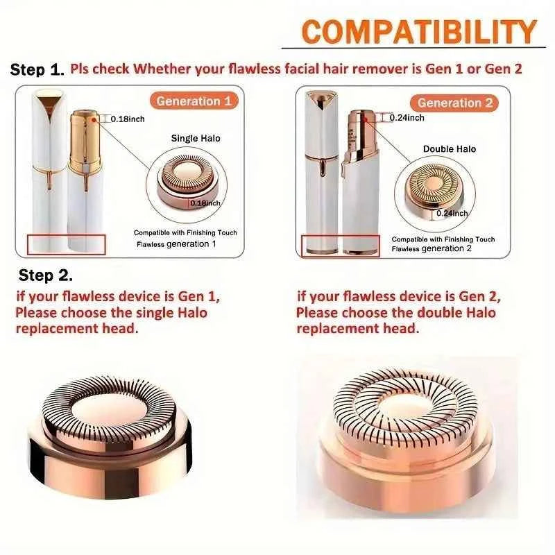 Flawless Generation 2 Double Halo Facial Hair Removal Tool - Effortlessly Achieve a Smooth, Hair-Free Face