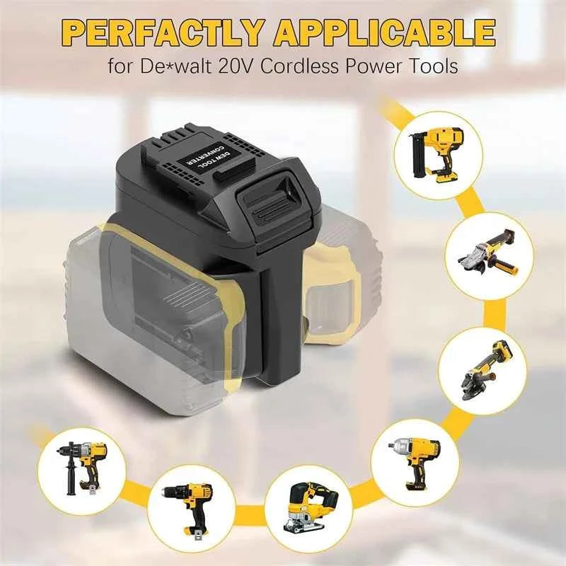 Portable Dual Battery 2-in-1 Battery Adapter Converter for Dewalt 18V 20V Li-ion Batteries for Dewalt 20V Cordless Power Tools