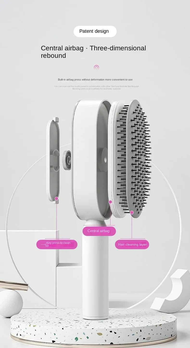 Self-Cleaning Hair Brush for Women | One-Key Airbag Massage & Anti-Static Comb | Effortless Hair Care