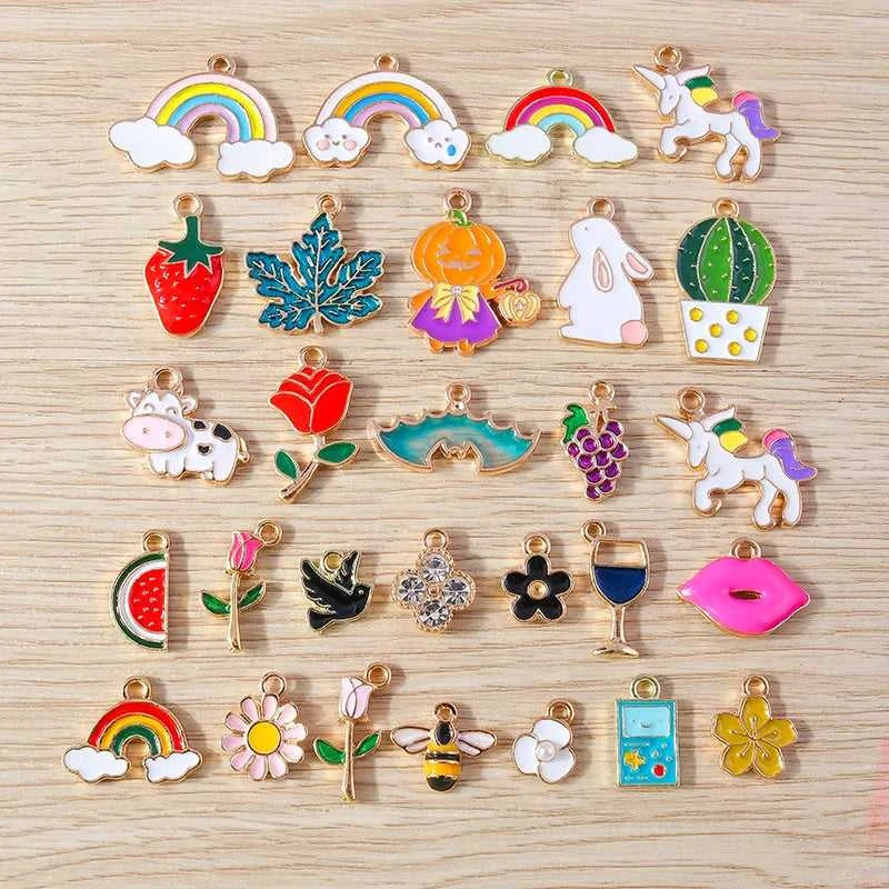 Tusember Mixed Gold Color Alloy Enamel Cute Heart Flower Fruit Charms Pendants For DIY Earrings Bracelet Jewelry Accessories The jack market .AU The jack market .AU Jewellery & Chains $ 50 200001033:200006253#random mix 20pcs