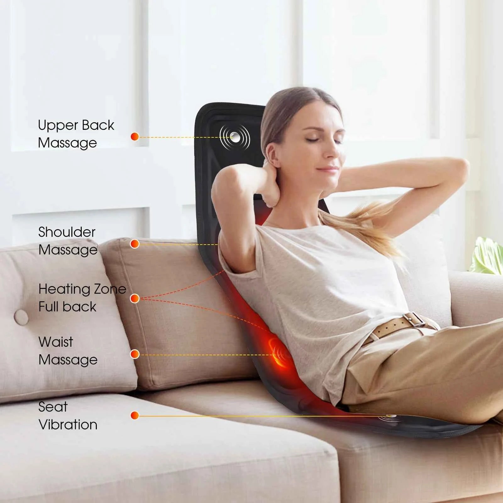 Electric Comfort Vibrating Massage Pad - Soothing Heat & Relaxation for Back, Neck & Lumbar - Perfect for Car, Office, & Home