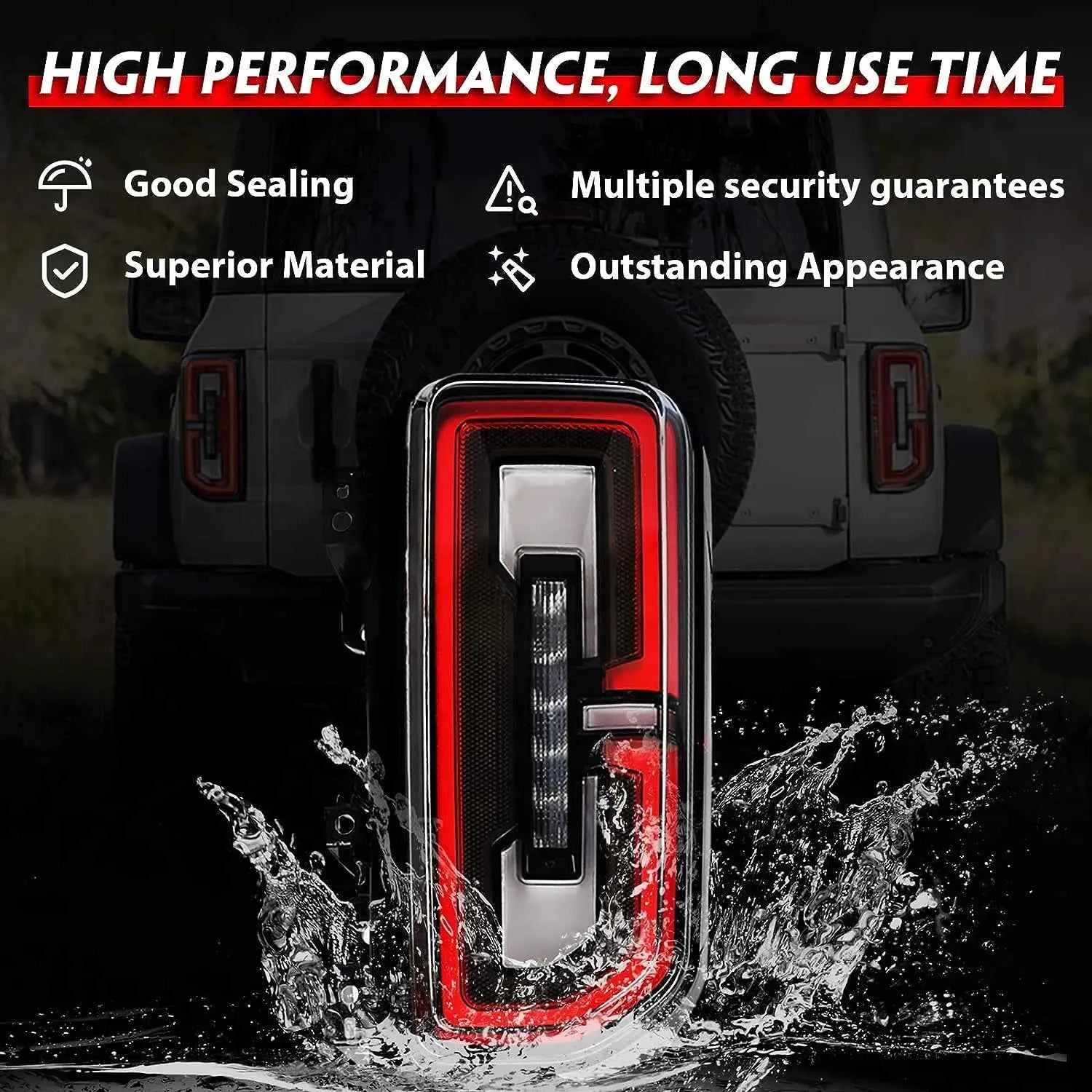 LED Tail Light For Ford Bronco 2021-2023  Rear Running Lamp  Brake   Reverse Dynamic Turn Signal