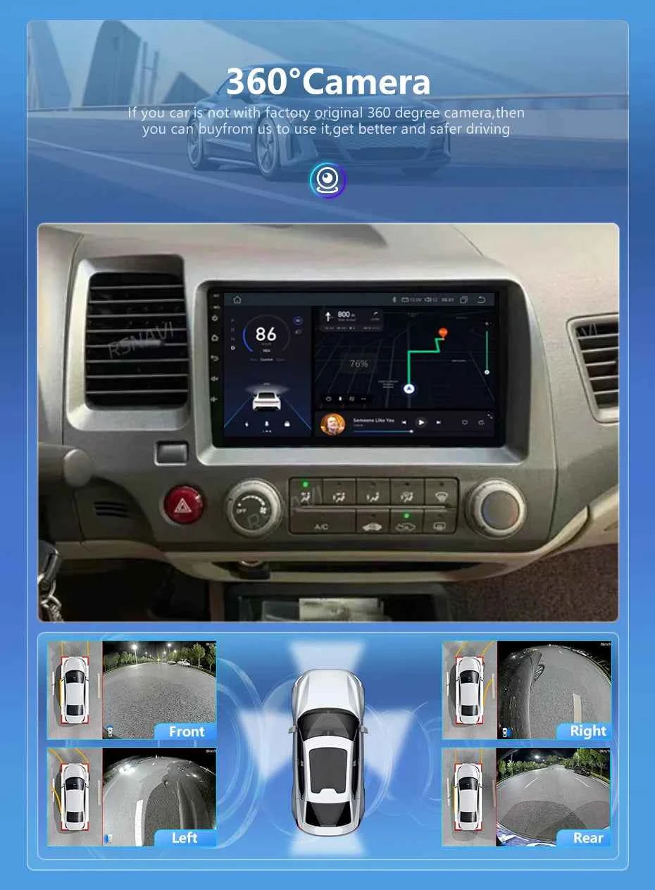 Android 15 Car radio For Honda Civic 8th 2005-2011 Carplay Android auto Qualcomm Car stereo Multimedia player 4G wifi 48EQ 2 din