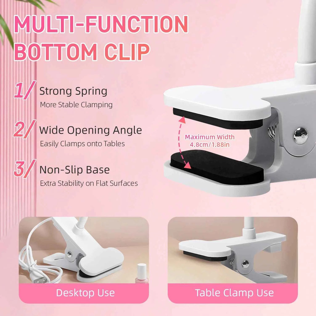 UV LED Light for Nails Polish Drying Lamp 360° Flexible Clip-on Desk Clip Mini USB Portable Nail Dryer Manicure Salon Tools