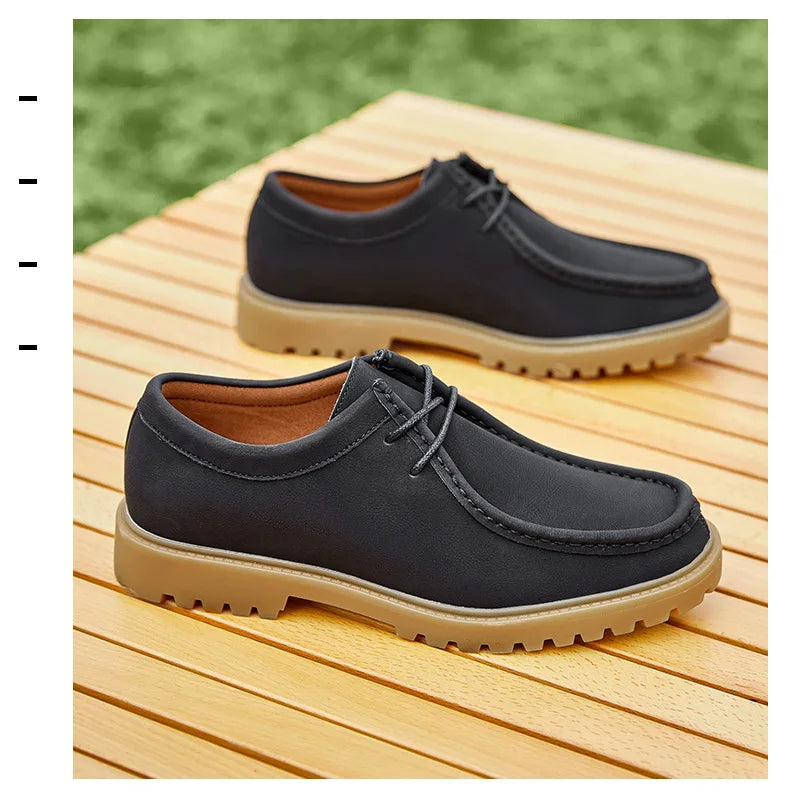 New 2025 Spring Autumn Outdoor Men's Walking Shoes Men Durable Sole Casual Loafers Male Fashion Cow Leather Footwear