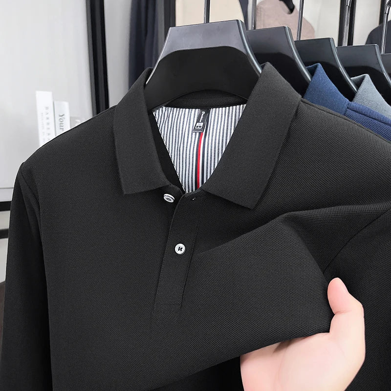 100% cotton luxury fashion spring and autumn new hot selling exquisite long sleeved men's business casual comfortable polo shirt