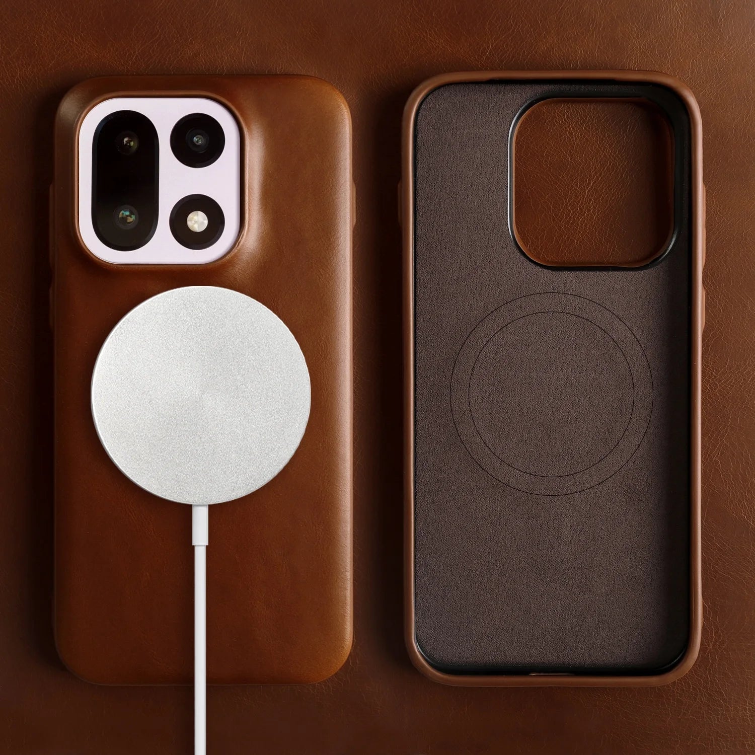 Luxury Magnetic Genuine Leather Case For Oneplus 15 11 12R 13R 10Pro Ace5 Pro Full Wrapped for Magsafe Back Cover Phone Cases